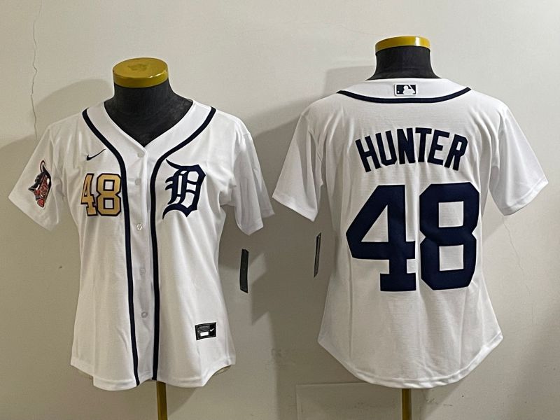 Youth 2025 Detroit Tigers 48 Hunter White Game Nike MLB Jersey style 4